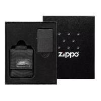 Подарочный набор зажигалка Zippo Black Crackle® и чёрный нейлоновый чехол 49402